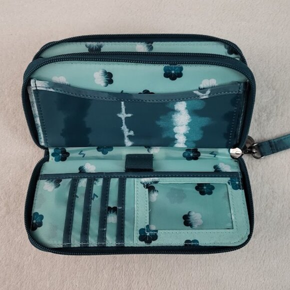 Lug SHIBORI TEAL Splits XL RFID Wristlet Wallet EUC - Picture 5 of 7